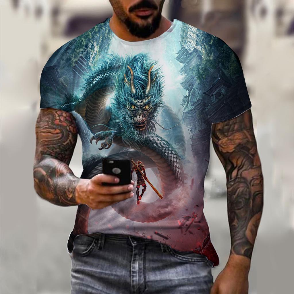 Men's T-Shirt For Men Clothing Unisex Dragon Graphic 3D Print Summer Top O-neck Short Sleeve Fashion Casual Tee Shirt Streetwear