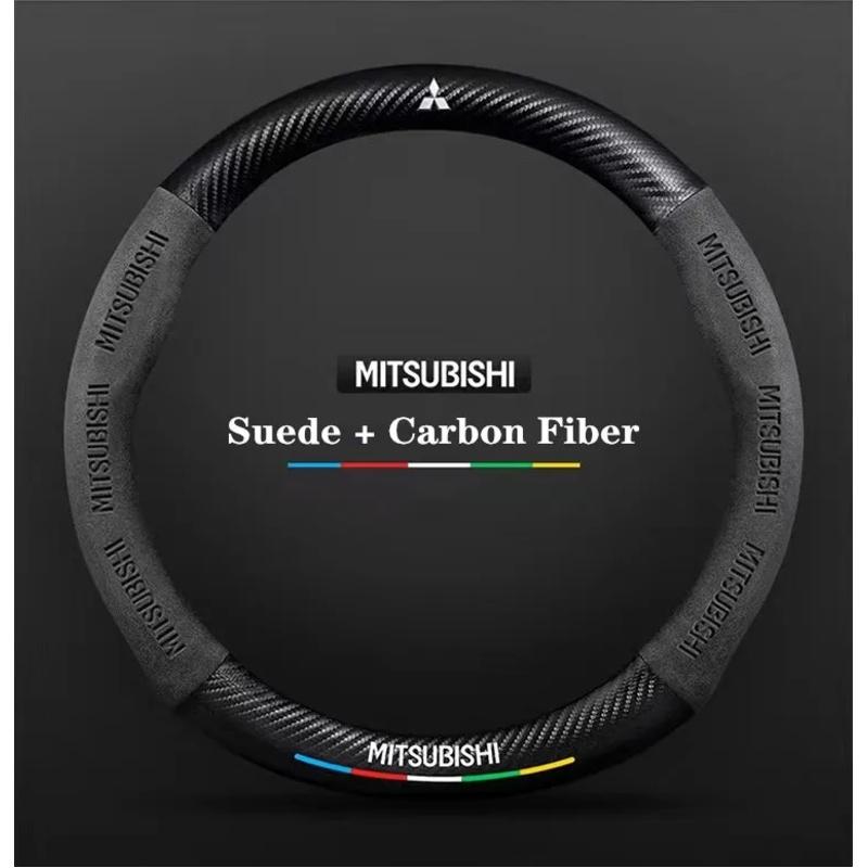 Para Mitsubishi Outlander Pajero Asx Colt Lancer EX Evolution X L200 Triton RALLIART Funda de Volante de Coche de Gamuza y Fibra de Carbono