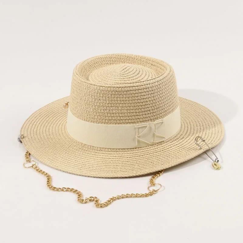 Zomer Strooien Hoeden voor Dames Lint Decoratie Elegante Dames Feestjurk Hoeden Reizen Strand Zon Hoed Chapeau Femme