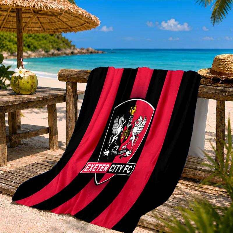 Asciugamano da Spiaggia con Stemma Exeter City Fc, Asciugamano da Spiaggia in Microfibra, Leggero e Asciugatura Rapida, per Viaggi Estivi, Fan della Piscina, Regalo di Compleanno