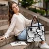 Trendy Cracked Print Tote Bag Casual Large Capacity Handbag for Daily Use