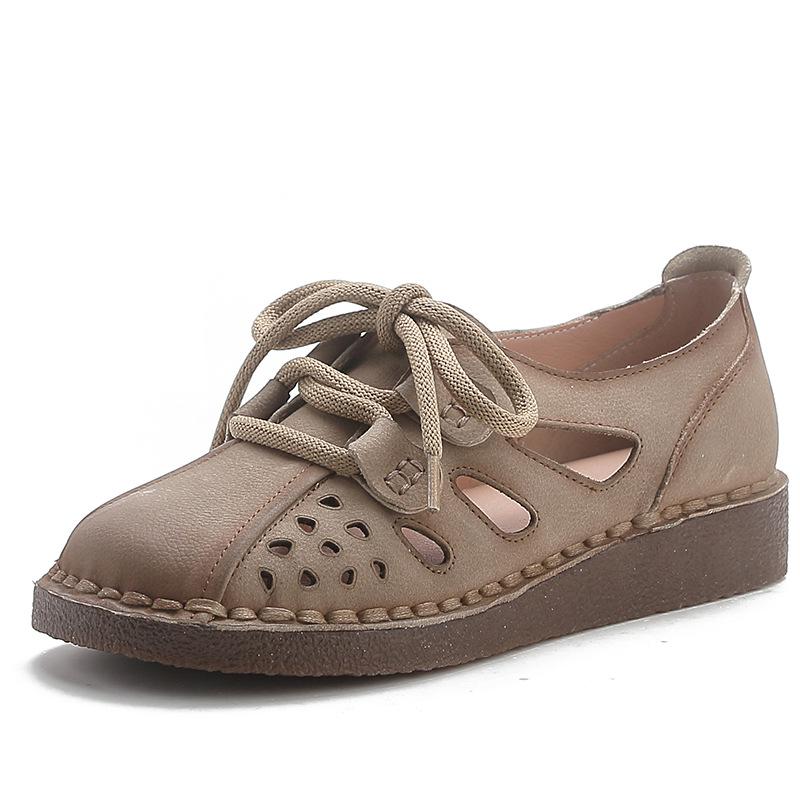 

Сандалии на танкетке из коровьей кожи высшего слоя - Мягкая подошва, Натуральная кожа, Удобные для женщин среднего и пожилого возраста. 38 абрикосовый