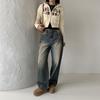 New Arrivals Open Run Women Wide Denim Pants Retro Pleats Washed Winter