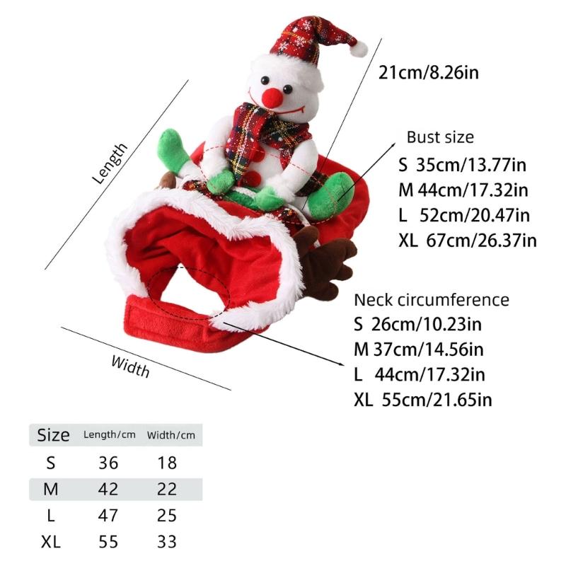 Dog Christmas Costume Snowman Horse Riding Theme Easy On and Off Design Festival Dressingup Outfit For Small Medium Dog