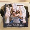 1 Piece Customized Photo Frame Couple Photo Blanket, Personalized Gift for Wife, Husband, Girlfriend, Boyfriend for Sofa, Bed, O