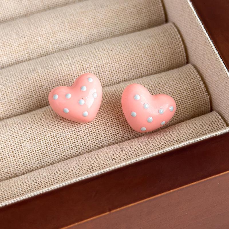 Colorful Heart Earrings Elegant Summer Cute Dangle Ear Accessory for Girls Daily School Shopping