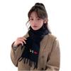 Scarf women's winter new knitted wool scarf red warm and cold New Year's Christmas embroidery shawl