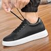 Invisible Height Increase CM Fashion Board Shoes Big First Layer Cowhide White Shoes Trend Student Breathable Casual Shoes
