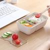 Microwavable Japanese-Style Wheat Straw Lunch Box Set with Compartments for Students and Office Workers