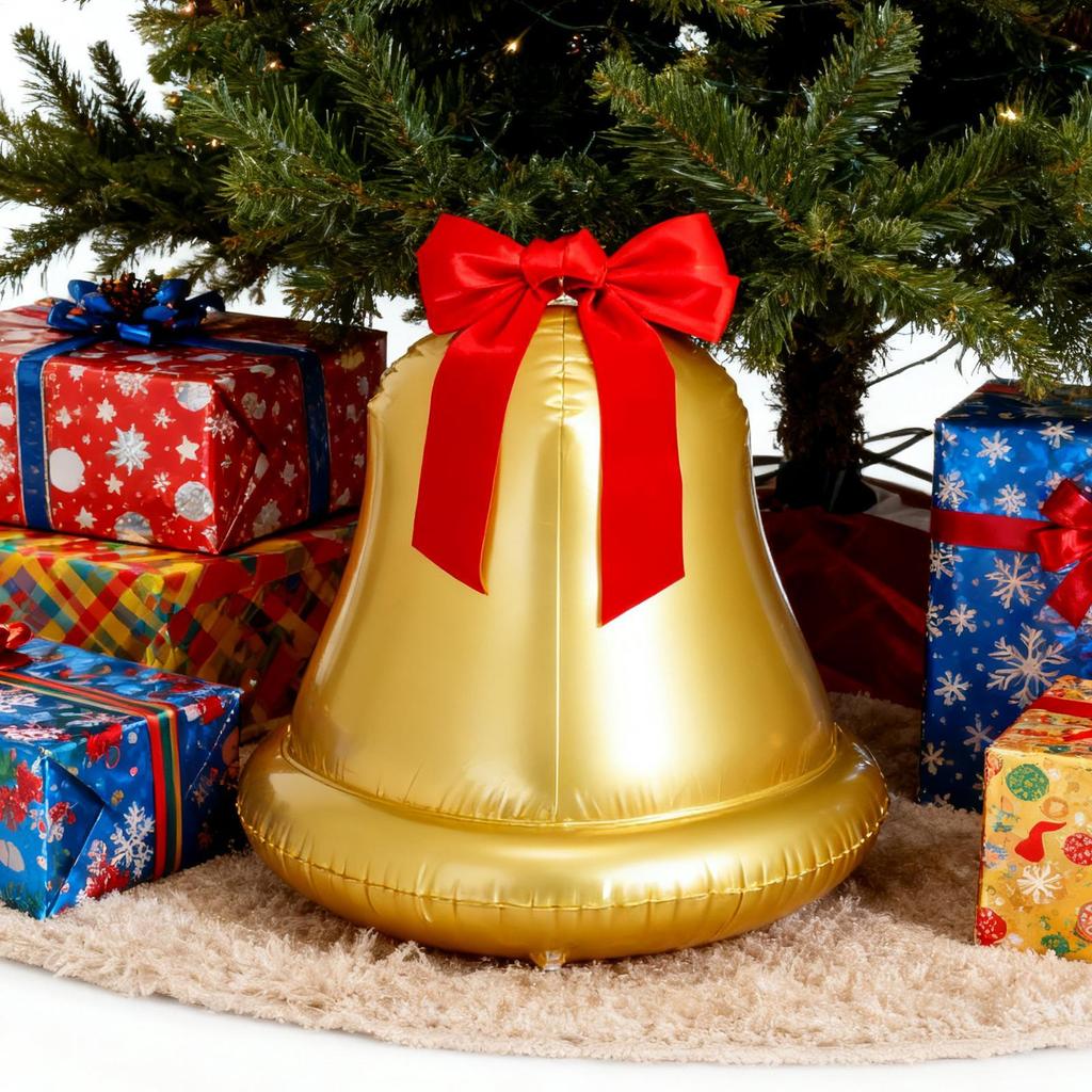Inflatable Christmas Balls Outdoor Large PVC Christmas Bell With Bow Home Decor Lawn Ornaments For Indoor Outdoor Office Pathway