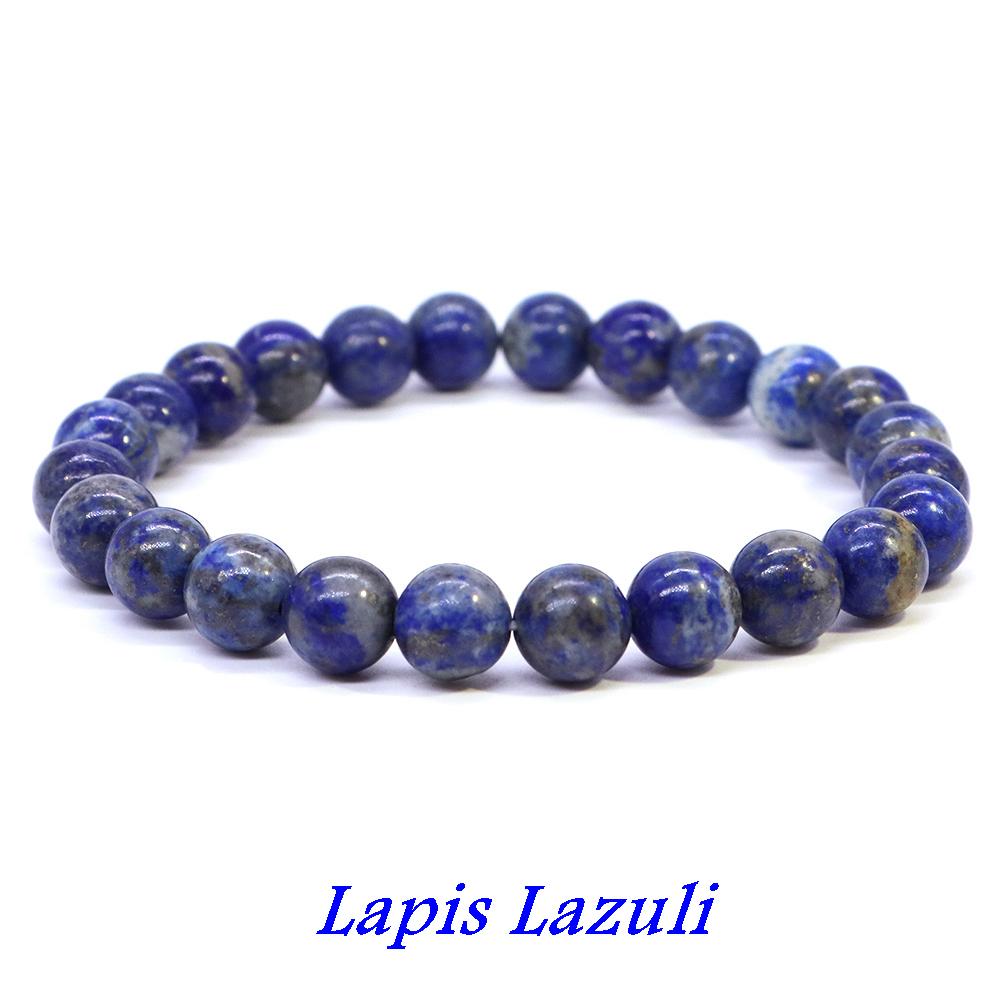 Natural Stone Beads Bracelet For Women Men Healing Crystal Lapis Lazuli Crystal Quartzs Jewelry Couple Elastic Bangle Bracelets 4mm Beads-19CM&19cm