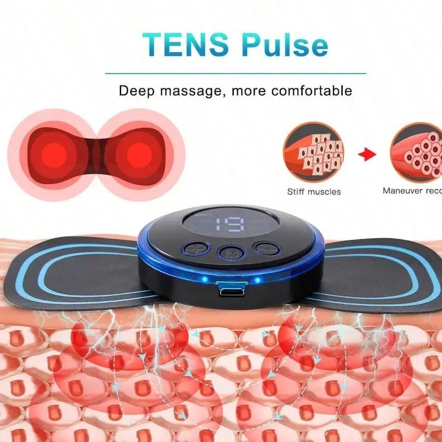 LCD Display EMS Neck Massager Electric Neck & Back Massage Pad, 8 Modes Pulse Muscle Stimulator Portable