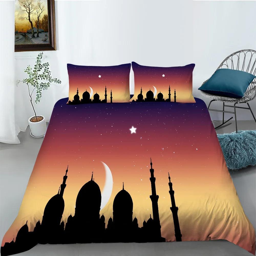 Comforter Ramadan Arabian Night Moon Stars Lamp 3D Bedding Set Queen King Polyester S S