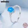 WOSTU 925 Sterling Silver Crown Blue Opal Ring With Translucent Opal For Women Party Wedding Anniversary Gift Fine Jewellery