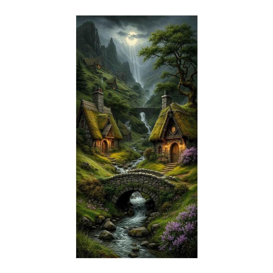 Moon House Creek Landscape Large Size Diamond Painting New Collection Scenery Diy Full Drill Rhinestone Embroidery Mosaic Cross Stitch Kits