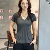 Plus size L to 6XL Modal V-Neck T-shirt Short sleeved Tees Women Ultra-thin Layering Top solid color base layer tops
