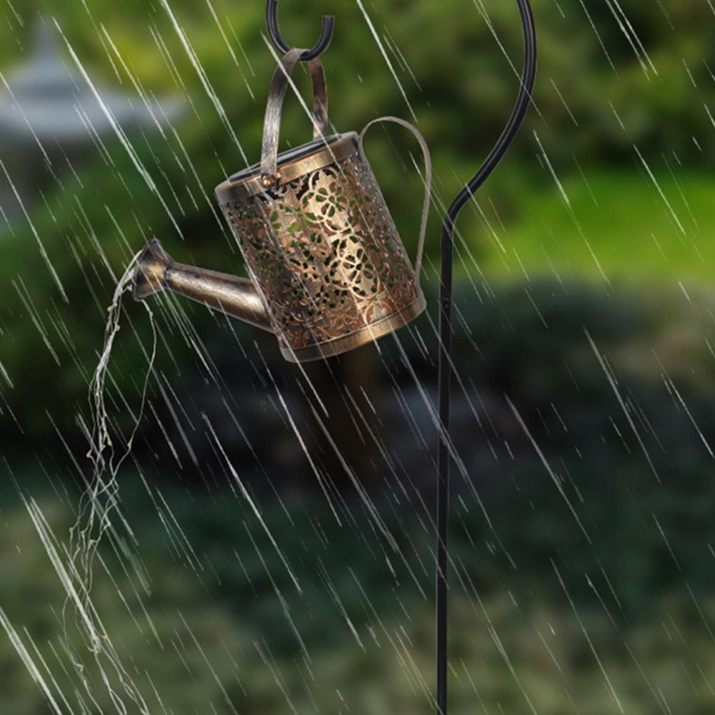 Solar-Sterne für den Außenbereich, Gartenkunst, Licht, Gartengießkanne, String, ausgehöhlte Eisendusche, LED-Leuchten, Lampe, Hausgarten-Dekoration