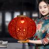 Solar Power Supply Chinese Style Red Lantern Hollow Outdoor Hanging Lantern New Year Decoration Spring Festival Party Decor