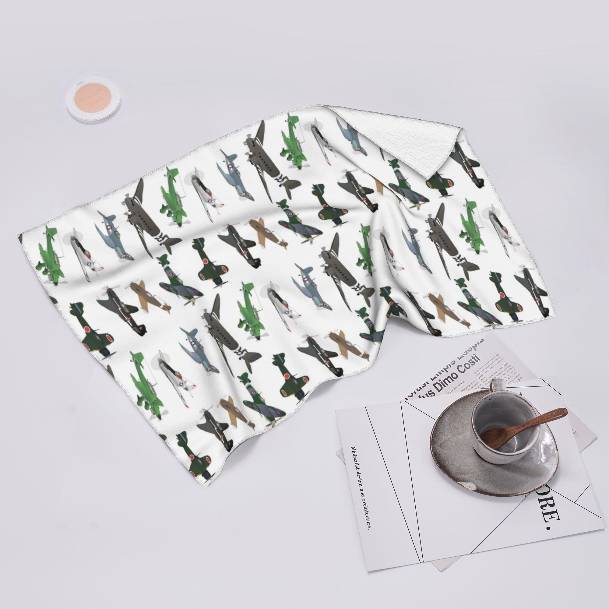Ka Chen Muxi White Multiple Ww2 Airplanes Soft Face Towel Quick Dry Pool Bath Cotton Towels Absorbent Quick