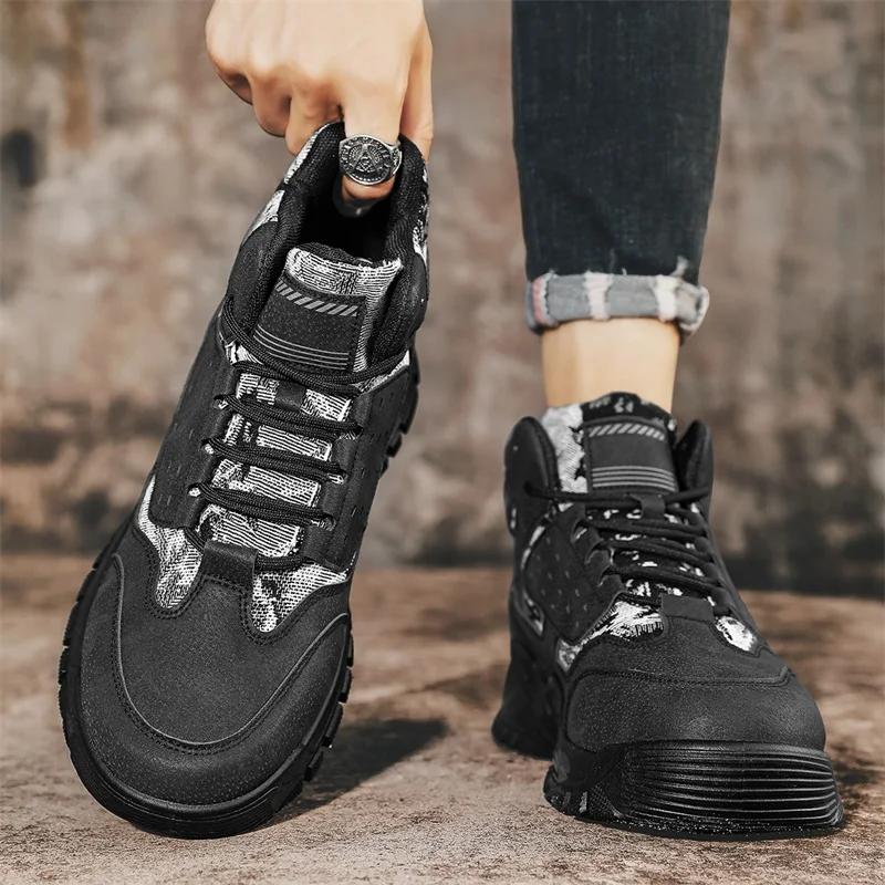 Fashion New Tooling Boots For Men Winter Men's Ankle Boot Wear-resistant Personality High Tops Mans Casual Shoes Outdoor Explosive Style
