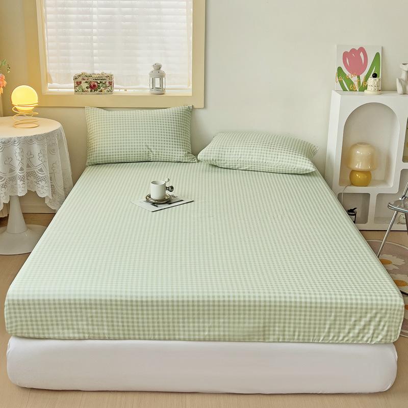 Simple abraded striped mattress single piece washed cotton non-slip fixed mattress cover bed cover Simmons mattress dust protection