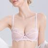 French Sexy Underwear Big Breasts Show Small Anti-sagging Underwear Summer Ultra-thin Pure Desire Large Size Lace Bra Cover