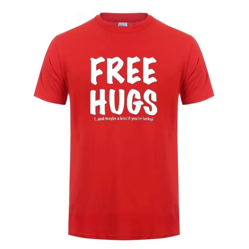 2026 Hot Sale Free Hugs Printing T Shirt for Men Women Summer Tops Tee O Neck Short Sleeve Fashion Cotton T-Shirt Tshirt Man Brand Casual Clothing