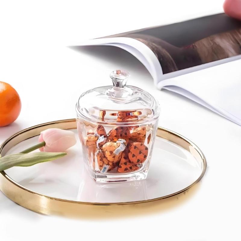 Kwadratowy Szklany Słoik na Cukierki Szczelna Pokrywka Pojemnik do Przechowywania Przekąsek Trwały Szklany Dozownik Cukierków do Biur Kuchni Wystroju Domu