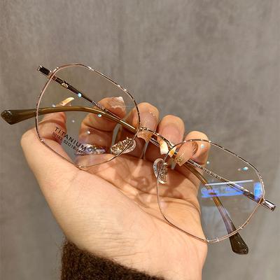 Anti-blue Light Glasses Polygonal Gold Wire Professional Intellectual Fashion Small Frame Ultra Light Eye Myopia Glass Frame9016
