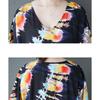 DIMANAF 2025 Summer Women Plus Size Dress Printing Dress Basic Casual Vintage Loose Linen Maxi V-Neck
