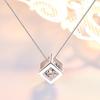 Trendy Dark Blue Rubik's Cube Sterling Silver Necklace for Women - Elegant Collarbone Pendant, Perfect Christmas Gift for Girlfriend