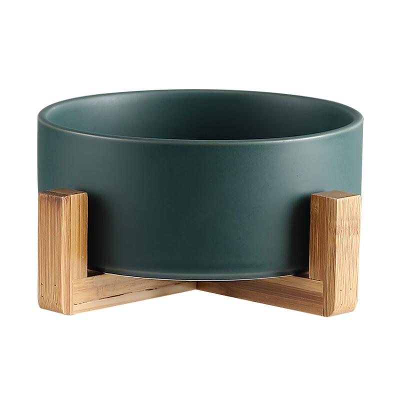 Скандинавская керамическая салатница на бамбуковой подставке