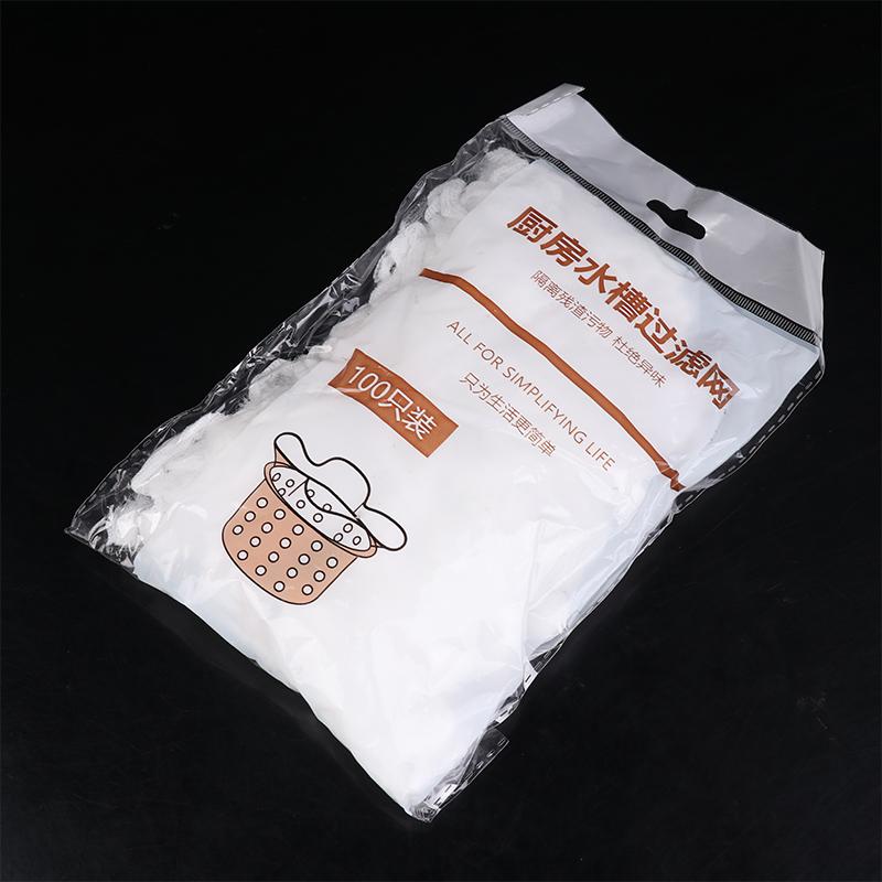 100Pcs Disposable Sink Filter Kitchen Sewer Net Garbage Filter Bag Sink Strainer Bathroom Drain Hair Anti-blocking Net