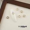 Luxurious Zircon Four-Leaf Clover Nail Art: White K Gold Heart Accessories