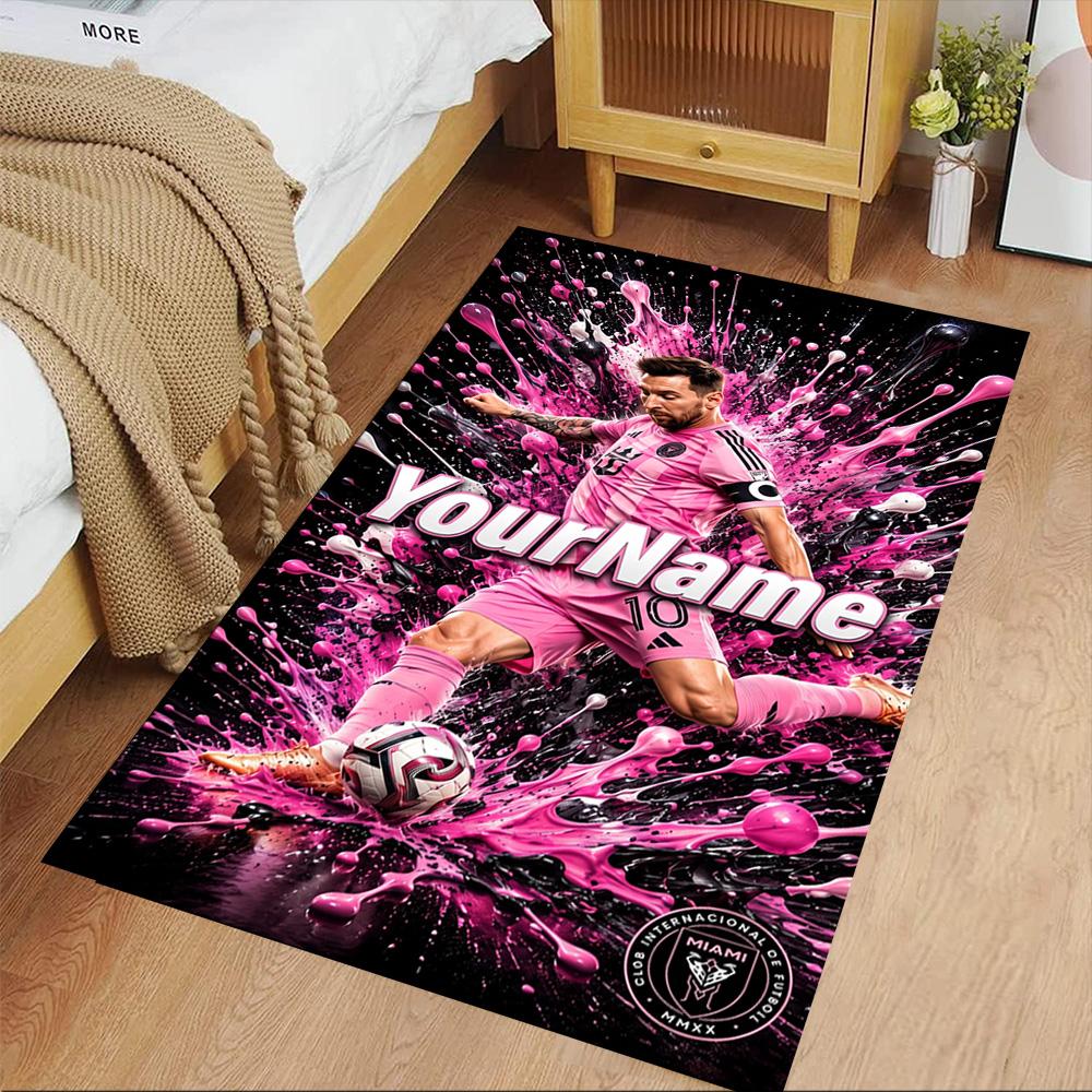 Messi Customize Your Name Carpet Design for Living Rooms Foyer Outdoor Game Room Antislip Carpet Decorate Offices Perfect Gift for Women/Men
