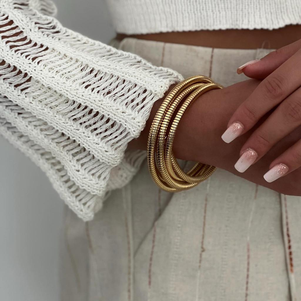 Minimalist Zinc Alloy Multilayer Bracelets With Geometric Circles For Women