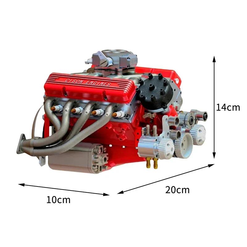 Binray Cison V8 Engine Kit Gas Small-Block Engine Model Kits Mini Build Your Own Stem Cison Running Engine Kits That Runs