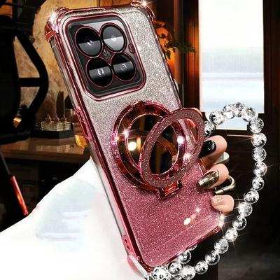 Glitter Crystal Bracelet Phone Holder Case For iPhone 16 16E 15 14 13 12 11 Pro Max XS X 6 7 8 Plus SE Bracket Shockproof Cover