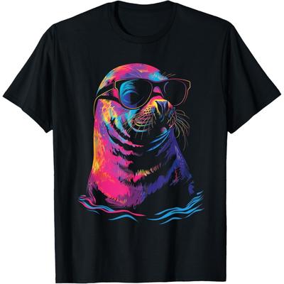 Camiseta de Animal Marino León Marino Gafas de Sol(1)