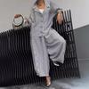 Completo casual da donna, camicia a maniche lunghe, pantaloni harem a gamba larga, set da 2 pezzi, pantaloni a nove punte a righe con risvolto autunnale, completo da donna