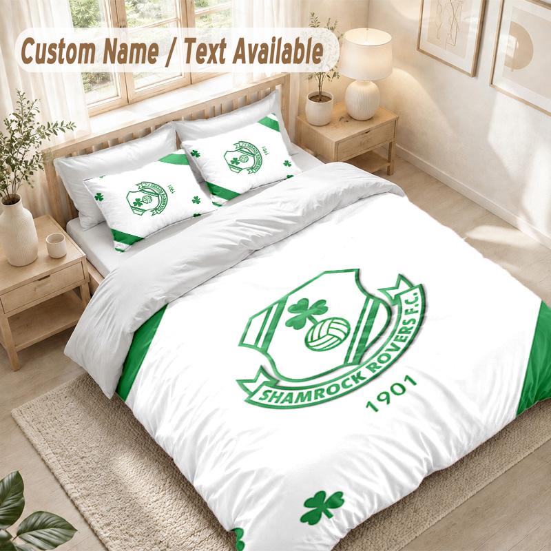 Shamrock Rovers Bedding Set, 1 Duvet Cover & 2 Pillowcases Soft Comfortable Bedroom Home Textile Decor