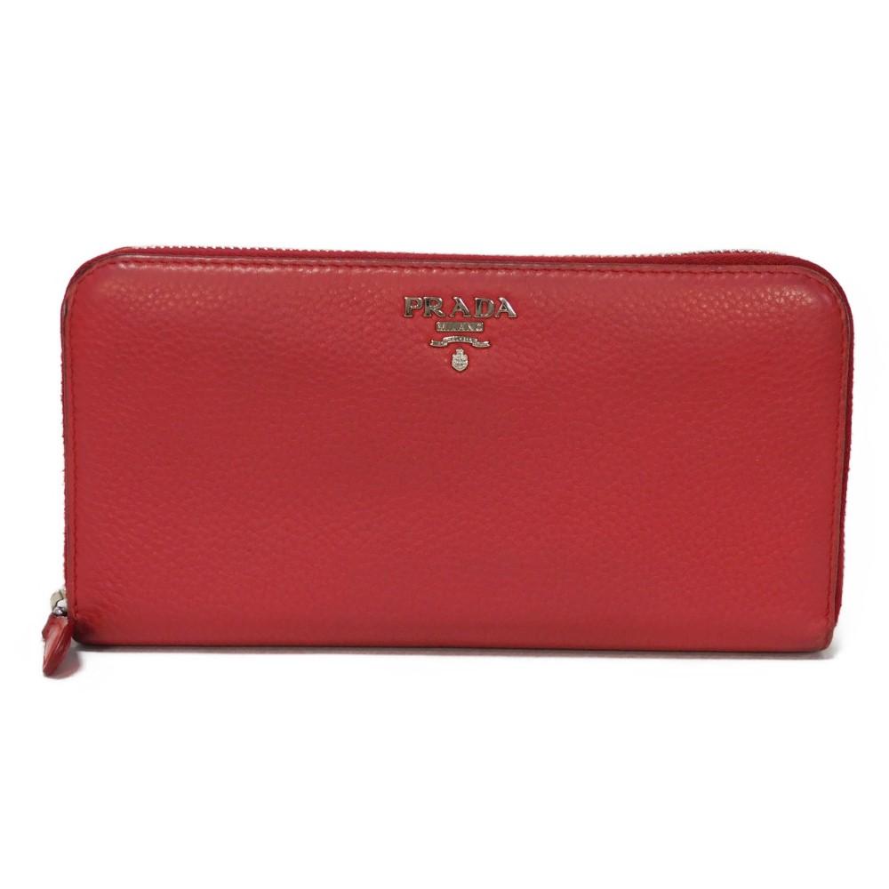 Used 11569 Vitello Phoenix Zip Around Wallet 1ML506 2E8V F001 7940 Red Zip Around Logo Metal Rosso Unisex from Japan