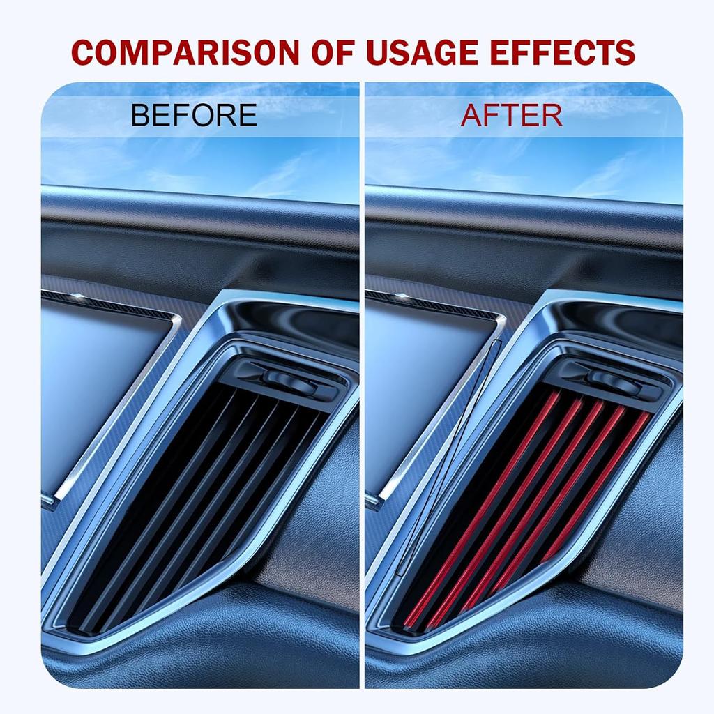 20PCS Car Vent Outlet Trim, Bendable Air Conditioner Vent Decoration Strip, Universal Auto Air Oulet Strips, for Most Vehicles (Red)