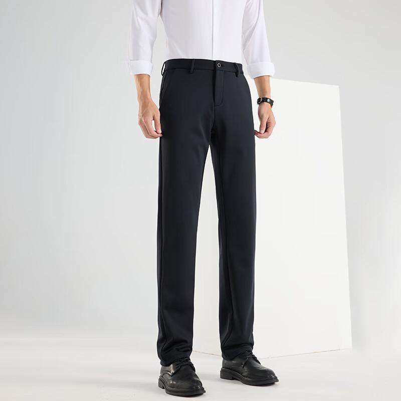 FengXun Men's Autumn/Winter Thickened Straight-Leg Casual Pants
