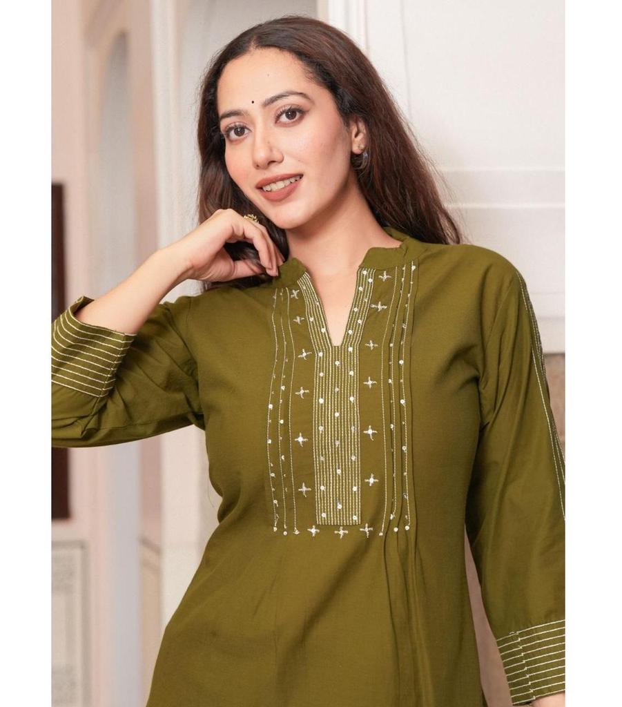 Women Beautiful Party Wear Cotton Kurta Pant Cord Set Indian Bollywood Designer Top Tunic Kurti