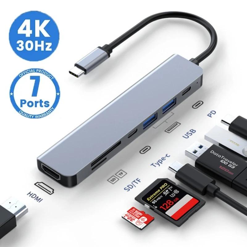 Type C Docking Station USB C Hub To 4K 30Hz HDMI Compatible USB 3.0 Splitter Adapter PD 100W Charge for Macbook Pro Laptop PC Accessories