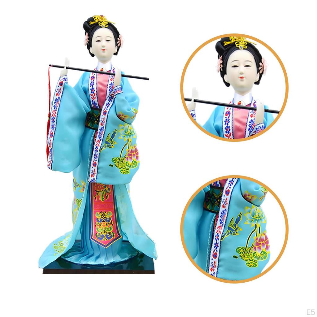 30cm Handmade Chinese Silk Makeup Figurine, Traditional Decoration for Home, Office Or