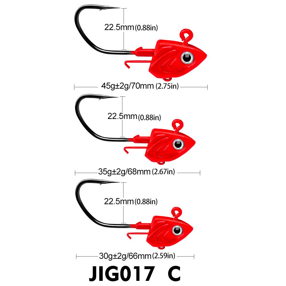 Anti-Snag Soft Fish Lead Head Lure Hooks with 30g, 35g, 45g Weights