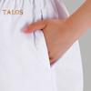 Summer Nurse Pants Mid-rise Elastic Waist Wide Leg Long Trousers Solid Color Pockets Women Work Pants