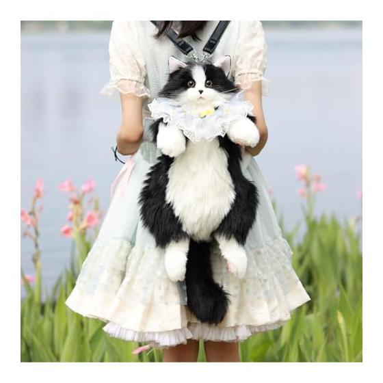 Chongker Cat Plush Toy Realistic - Realistic Cat-shaped Backpack, Handmade, Cat Stuffed Pet, Cute Appearance, Suitable Capacity, Nice Accessories,
